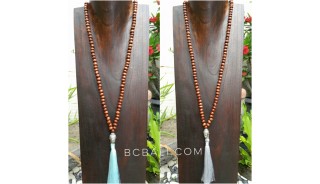 2color mala wooden bead  brown color necklace tassels buddha prayer